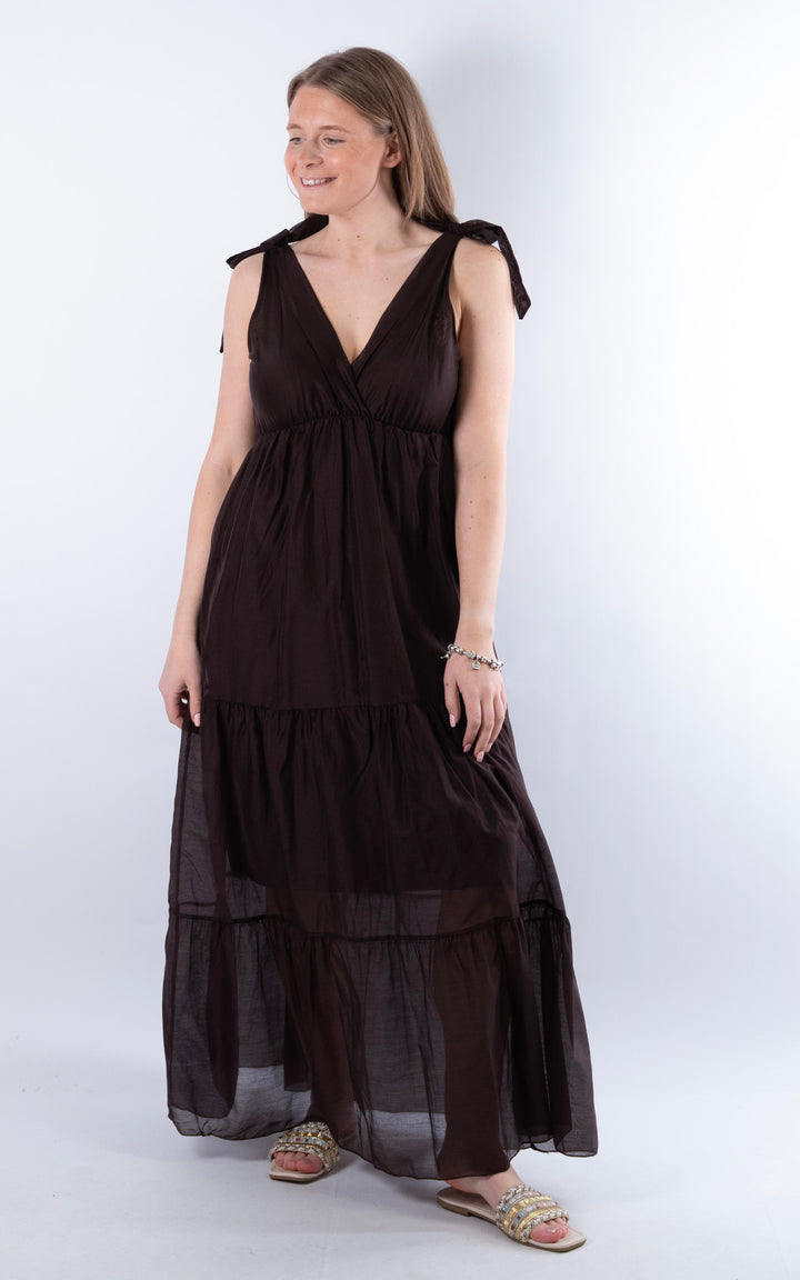 Tie Strap Maxi Dress | Chocolate