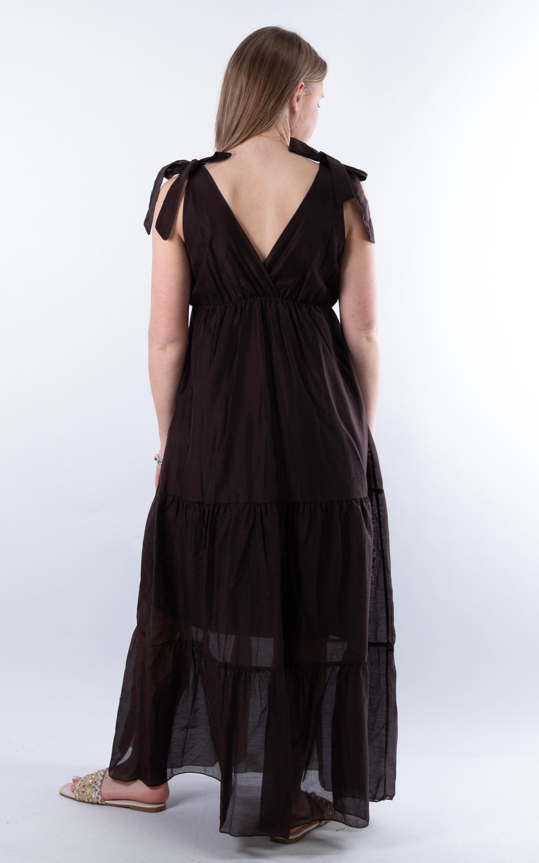 Tie Strap Maxi Dress | Chocolate
