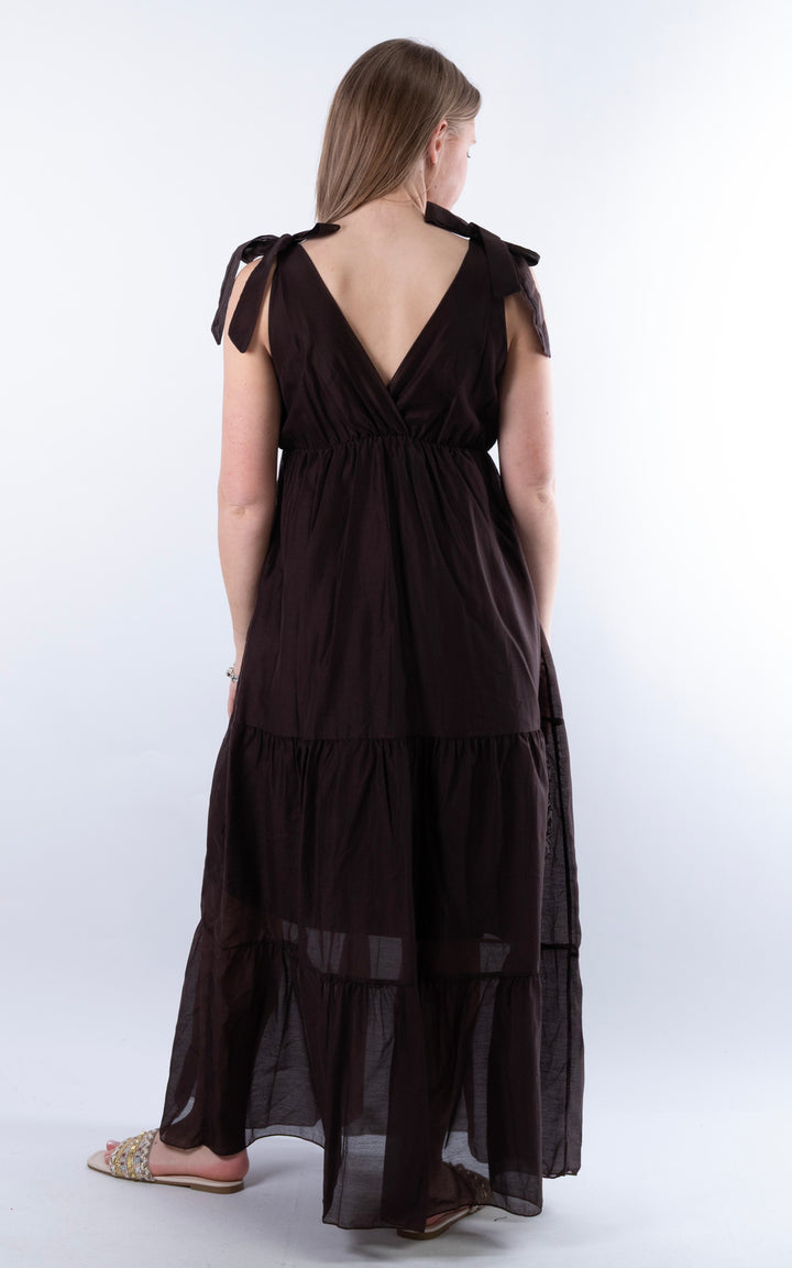 Tie Strap Maxi Dress | Chocolate