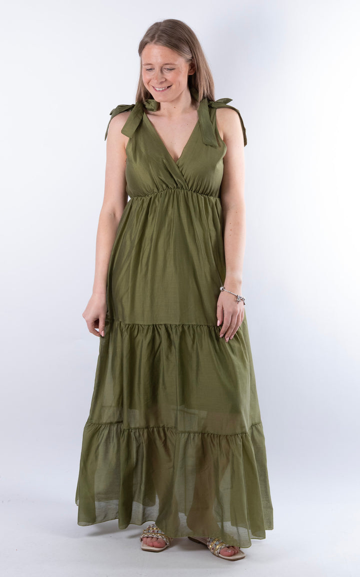 Tie Strap Maxi Dress | Green