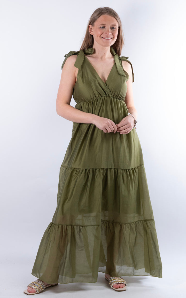 Tie Strap Maxi Dress | Green