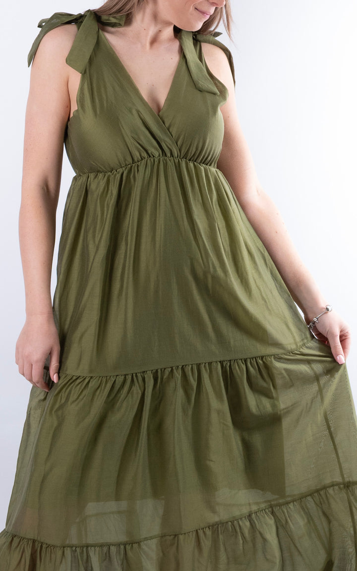 Tie Strap Maxi Dress | Green