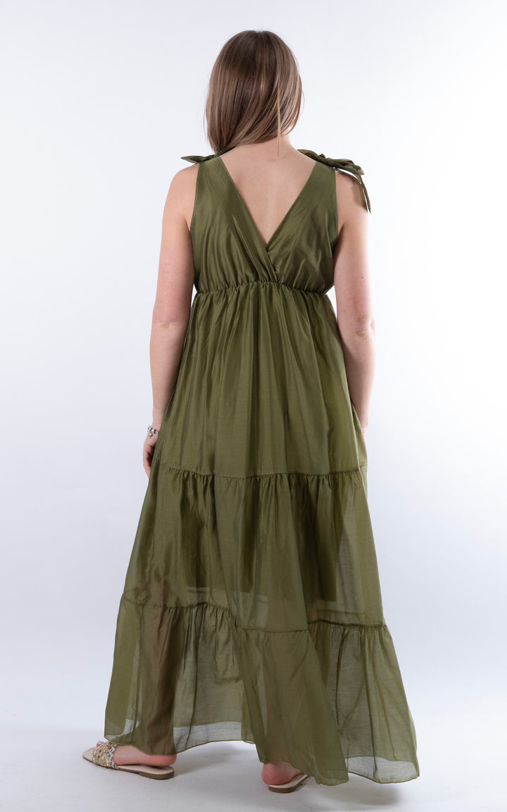 Tie Strap Maxi Dress | Green