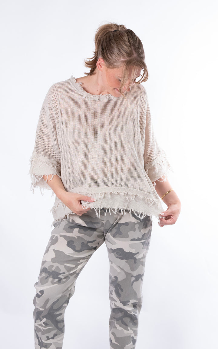 Tiffany Frayed Top | Beige