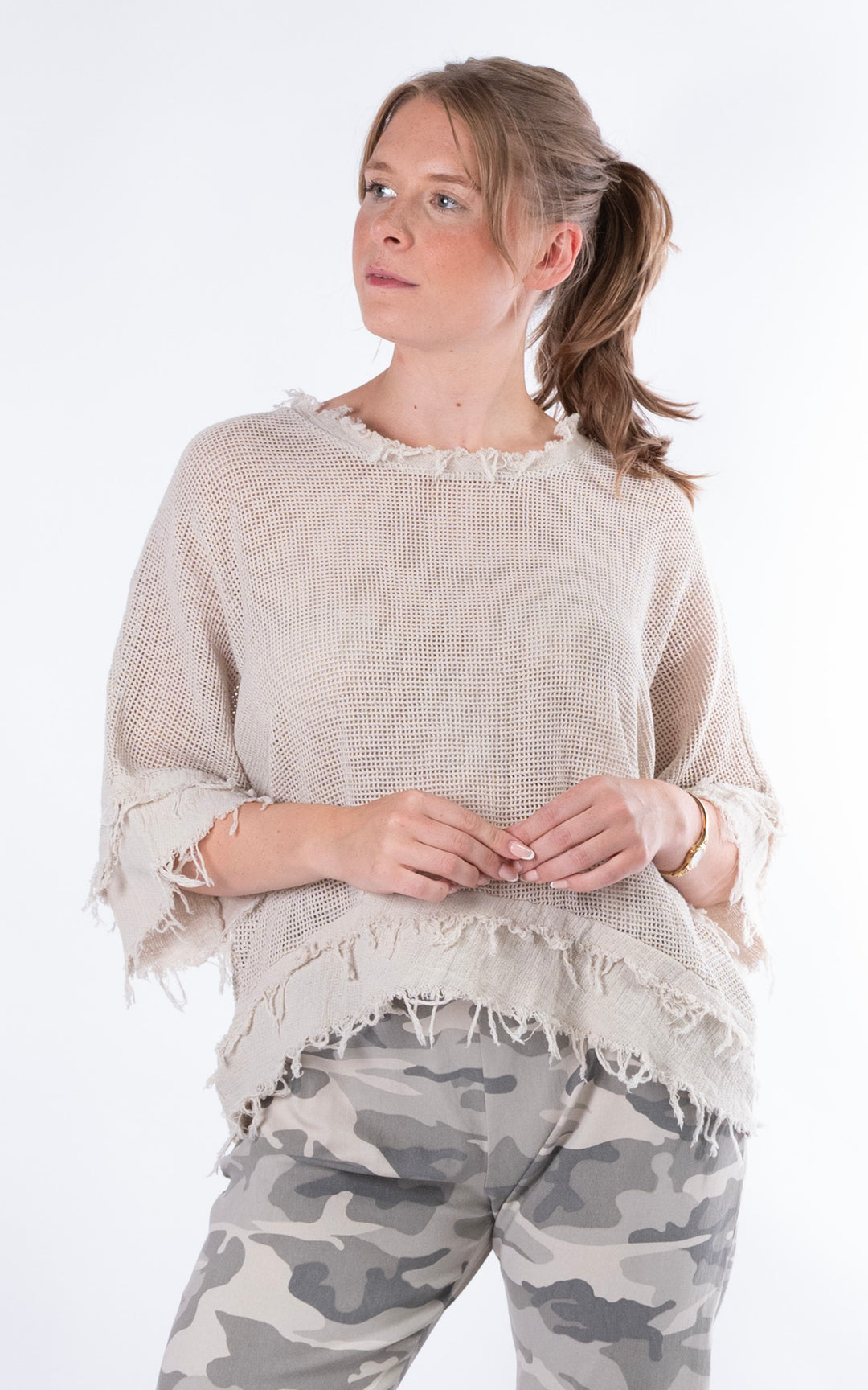 Tiffany Frayed Top | Beige