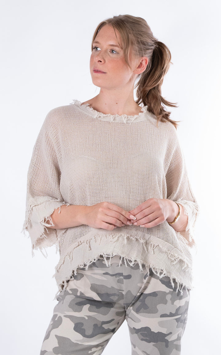 Tiffany Frayed Top | Beige