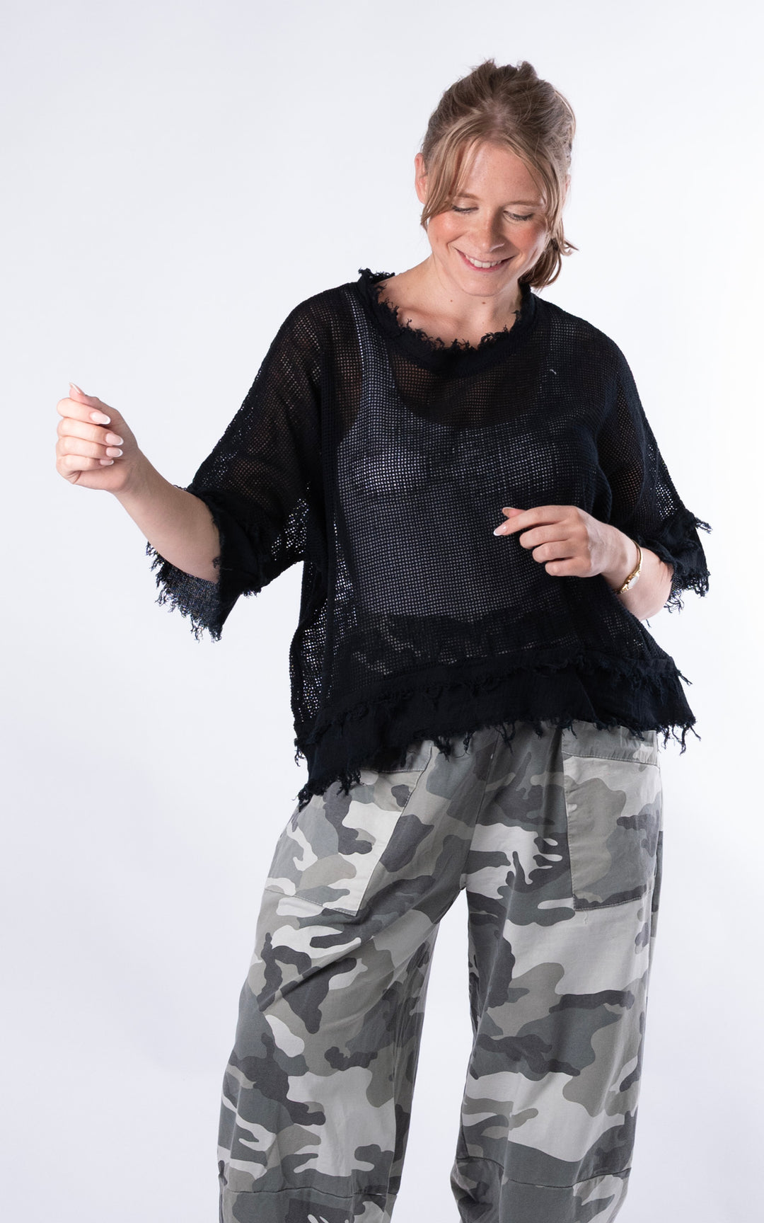 Tiffany Frayed Top | Black