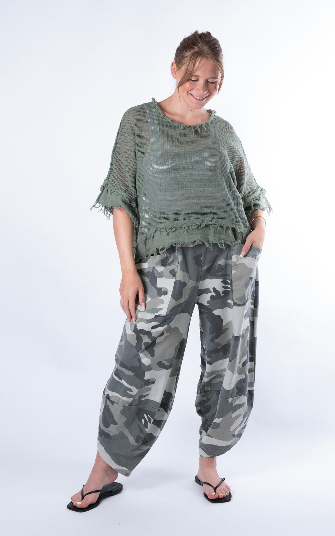 Tiffany Frayed Top | Khaki