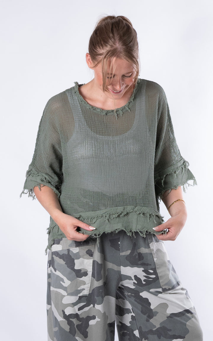 Tiffany Frayed Top | Khaki