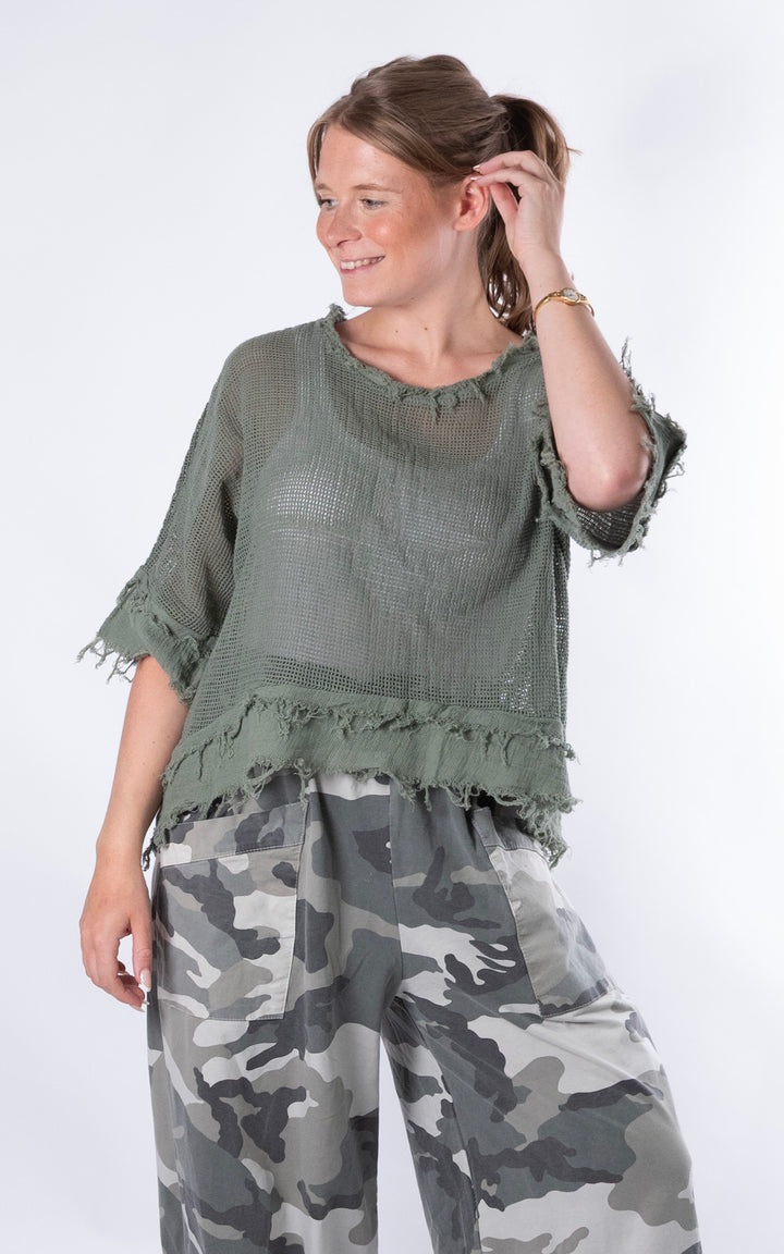 Tiffany Frayed Top | Khaki