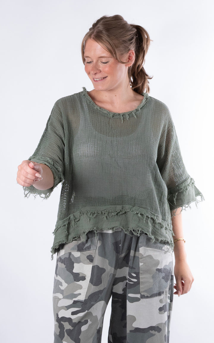 Tiffany Frayed Top | Khaki