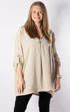 Tilly Button V-neck | Beige