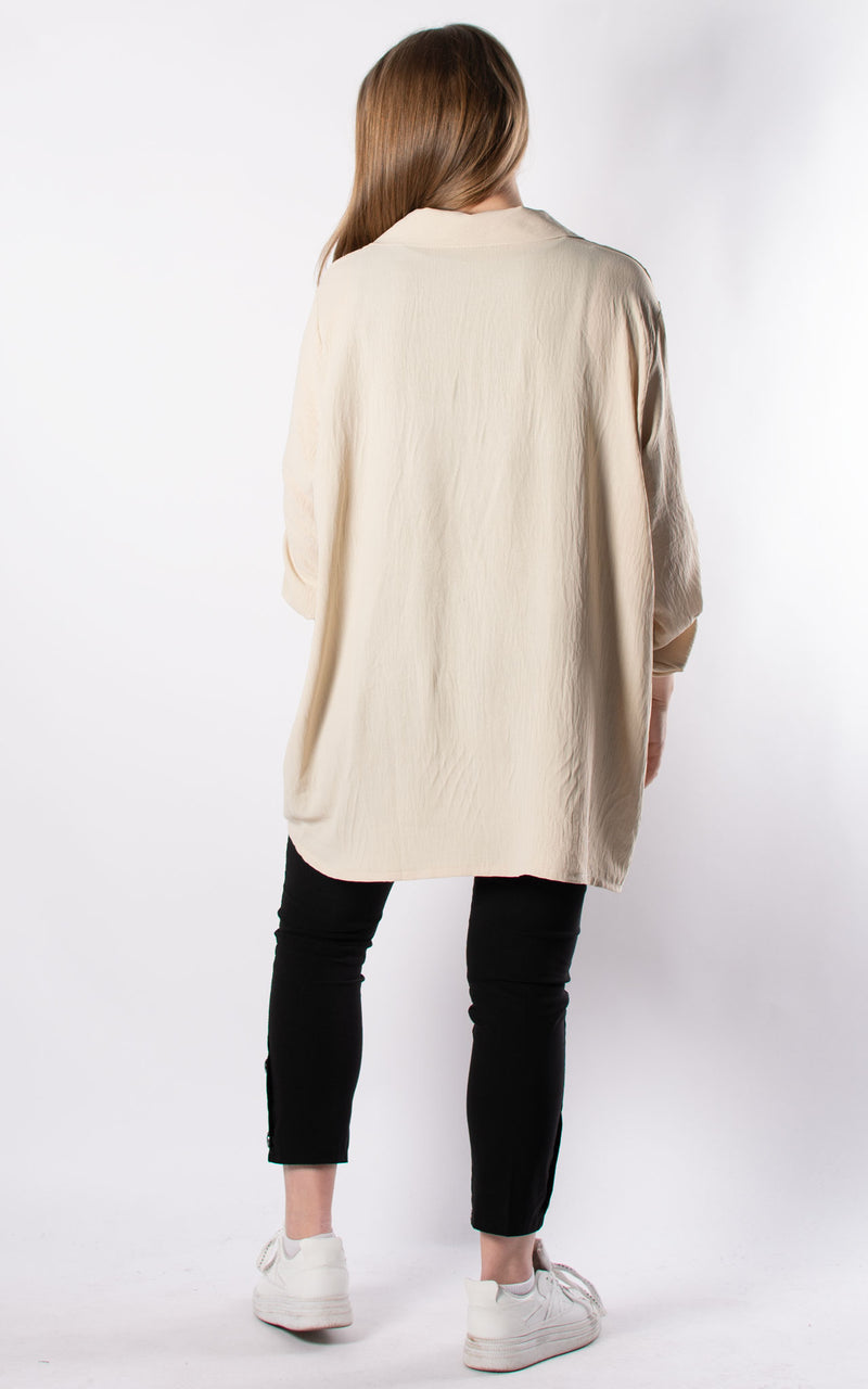 Tilly Button V-neck | Beige