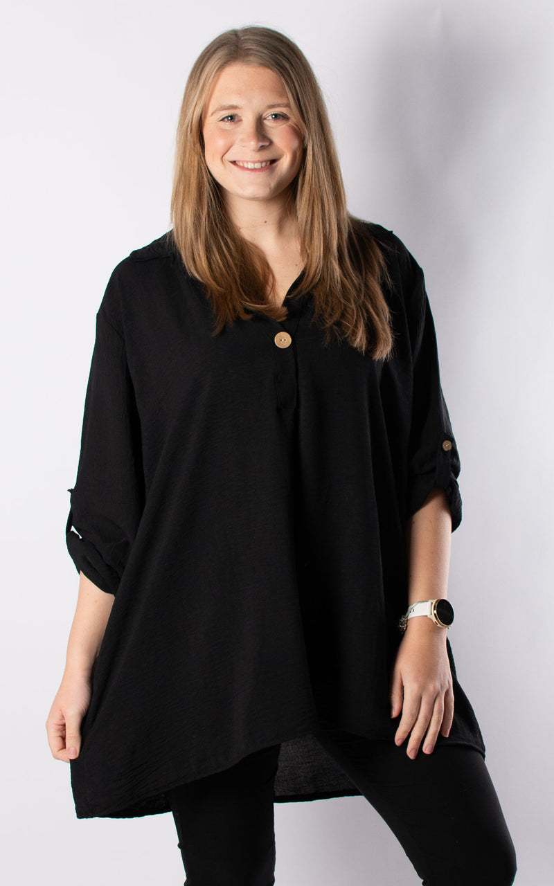 Tilly Button V-neck | Black