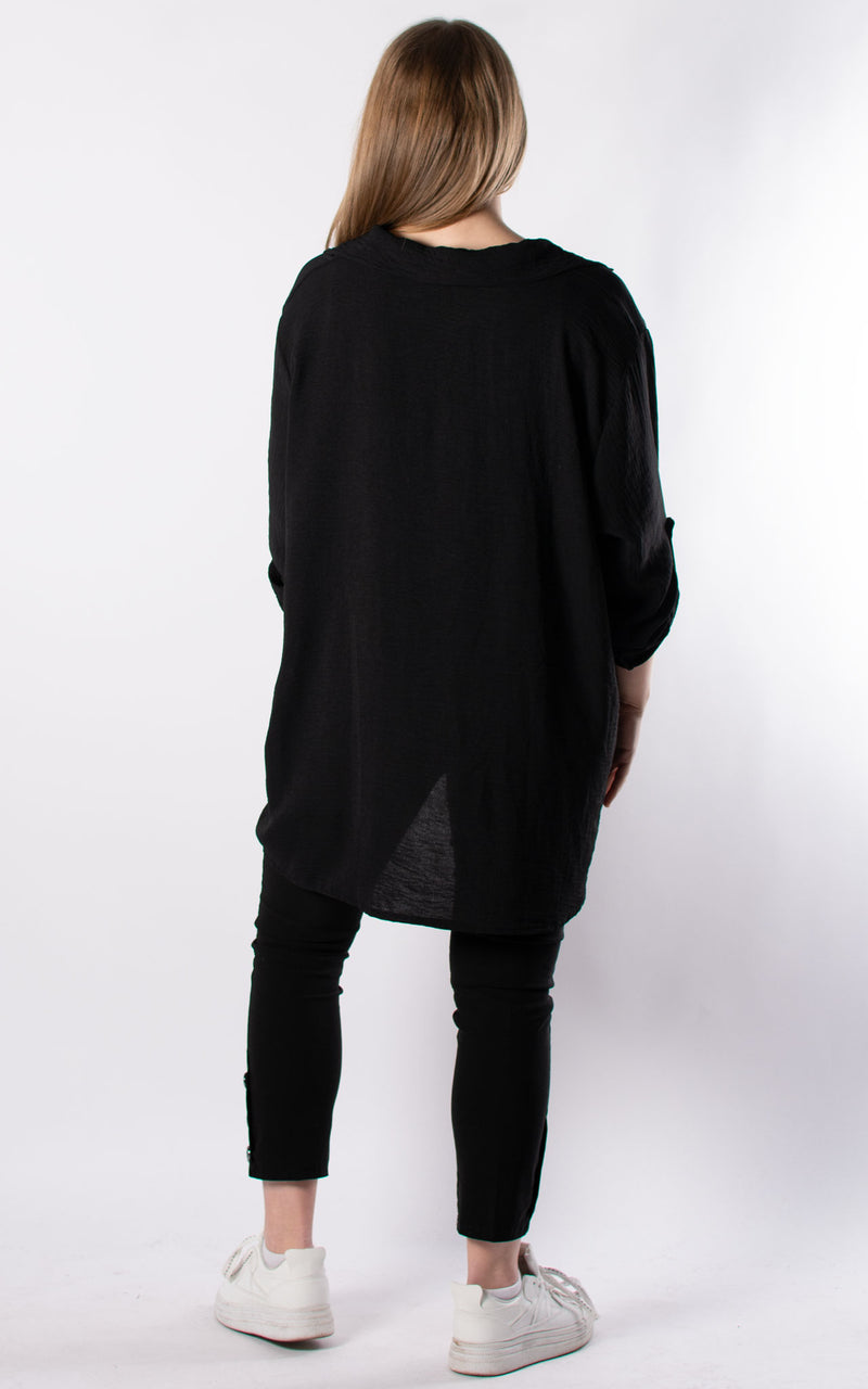 Tilly Button V-neck | Black