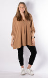 Tilly Button V-neck | Camel