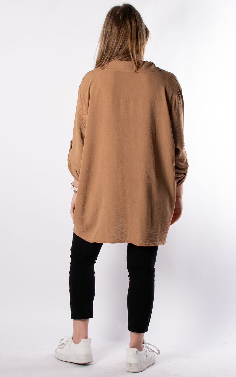 Tilly Button V-neck | Camel