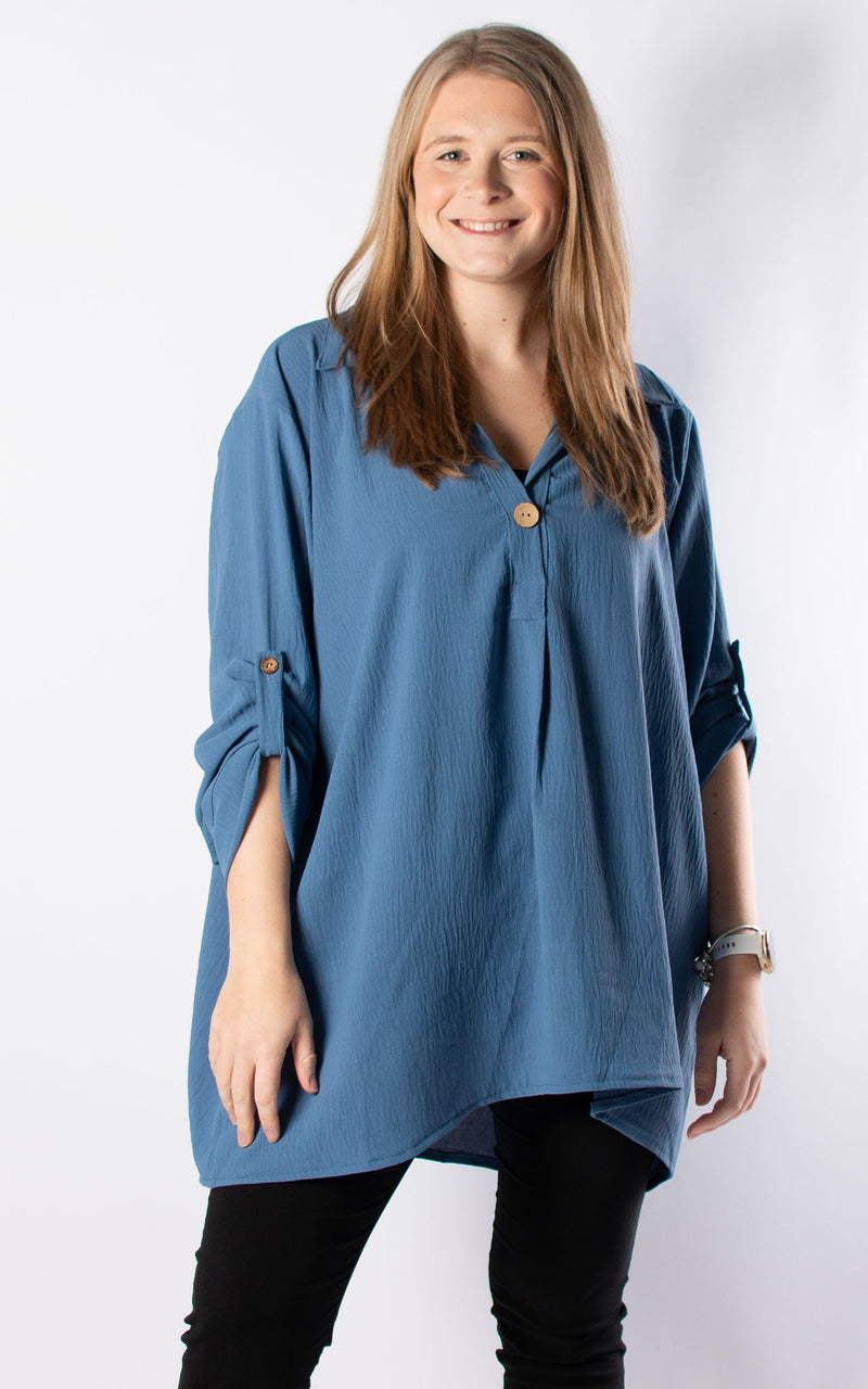 Tilly Button V-neck | Denim