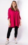 Tilly Button V-neck | Hot Pink