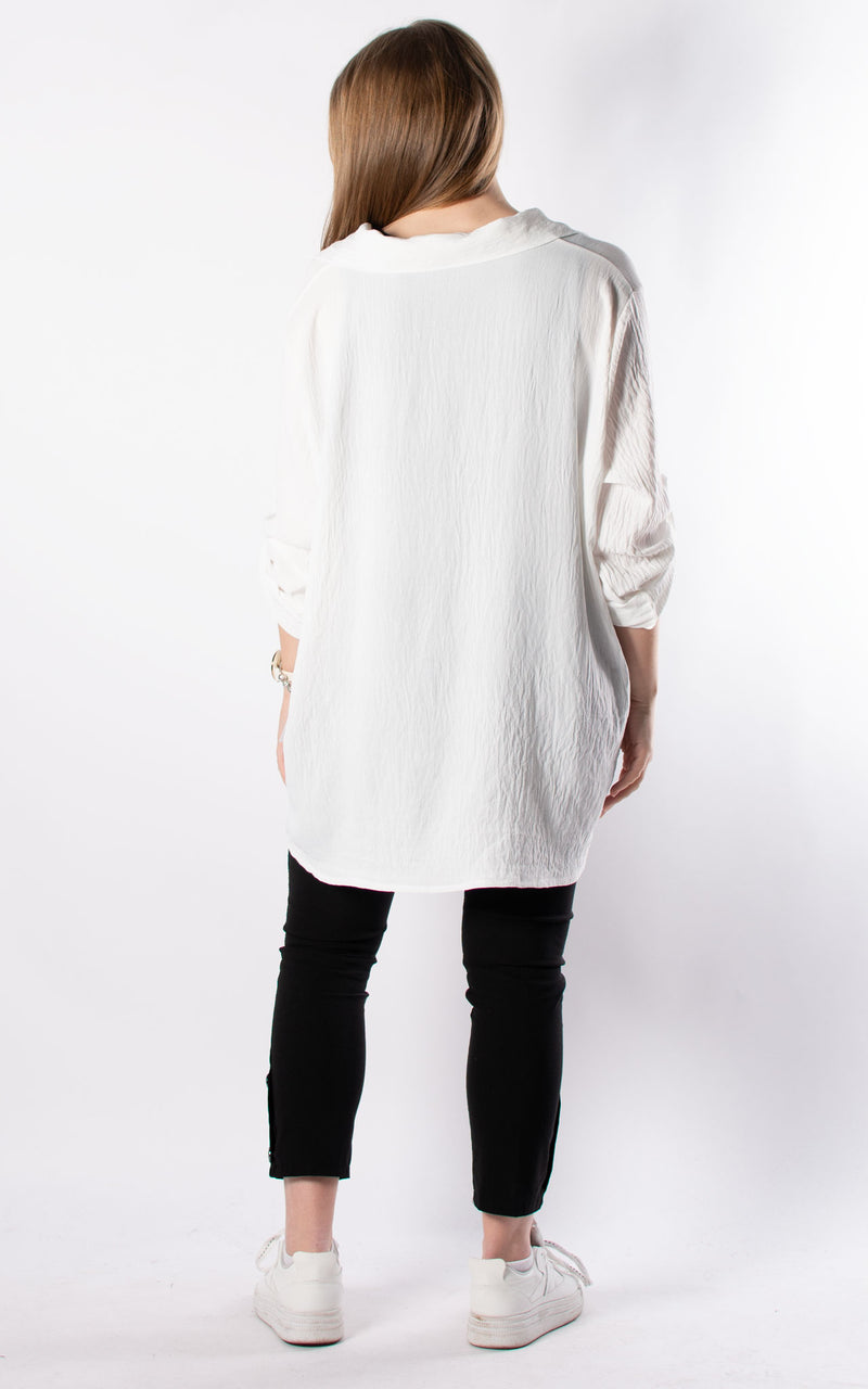 Tilly Button V-neck | White