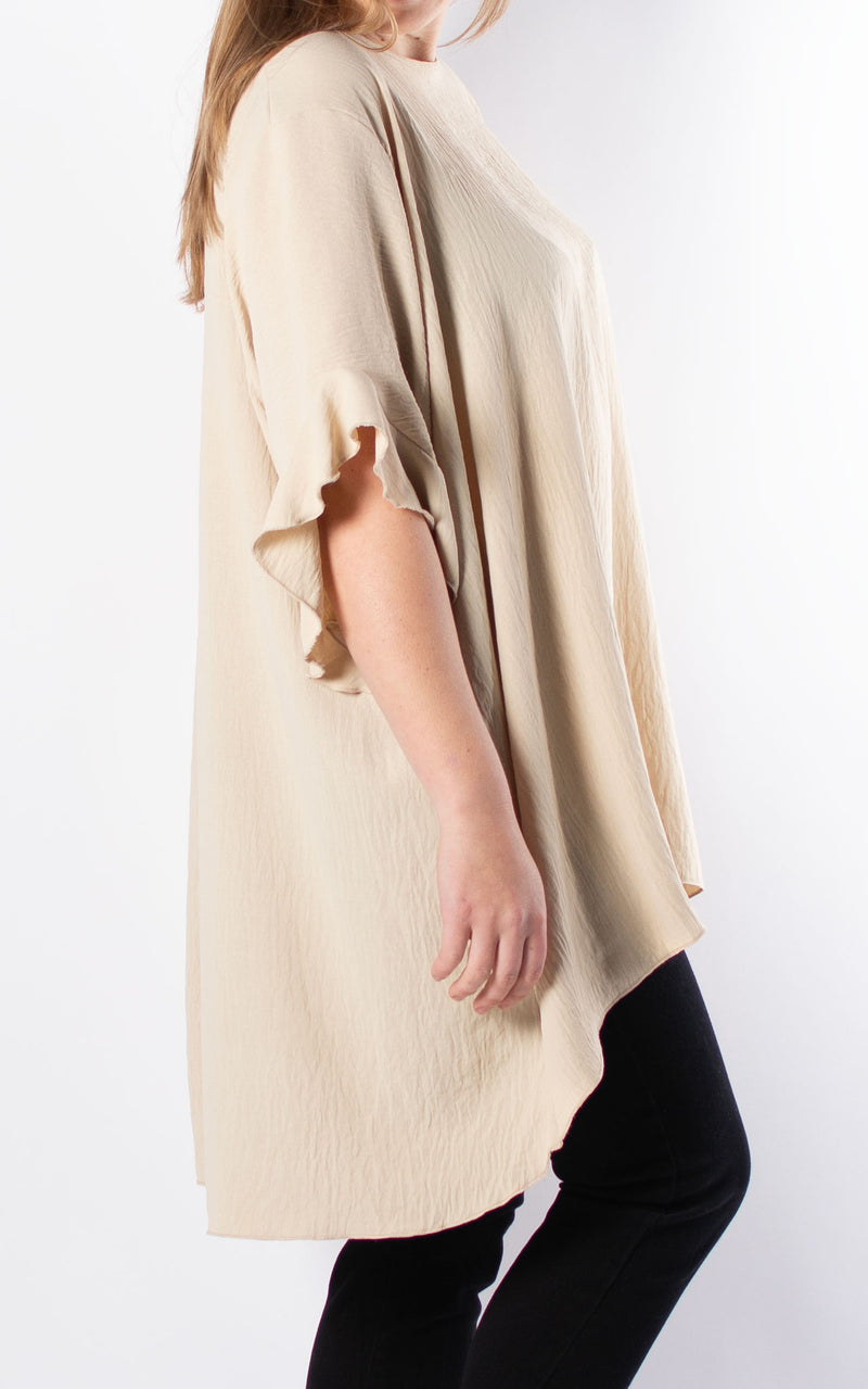 Tilly Frill Sleeve Top |  Beige