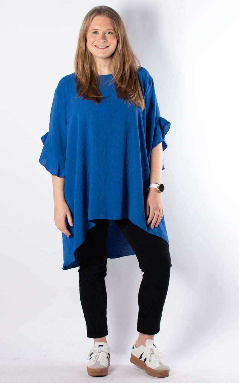 Tilly Frill Sleeve Top | Cobalt