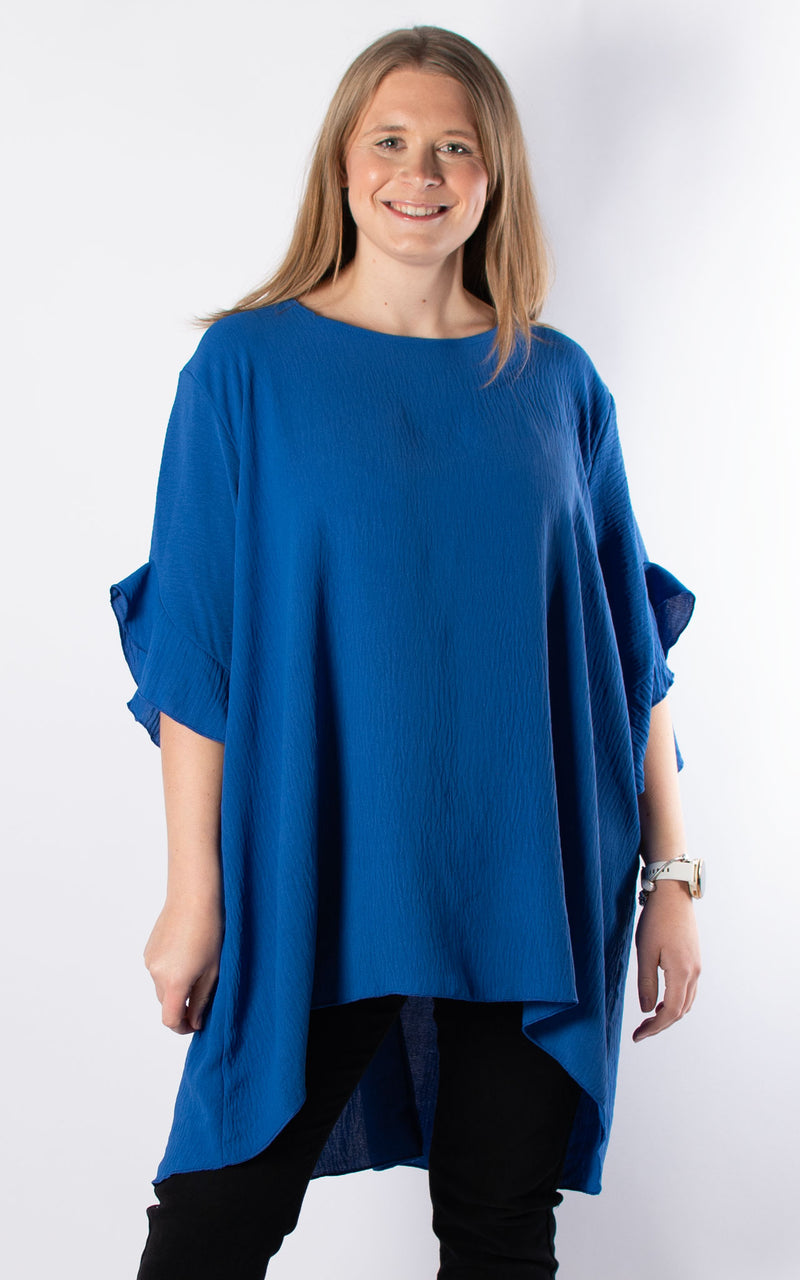 Tilly Frill Sleeve Top | Cobalt