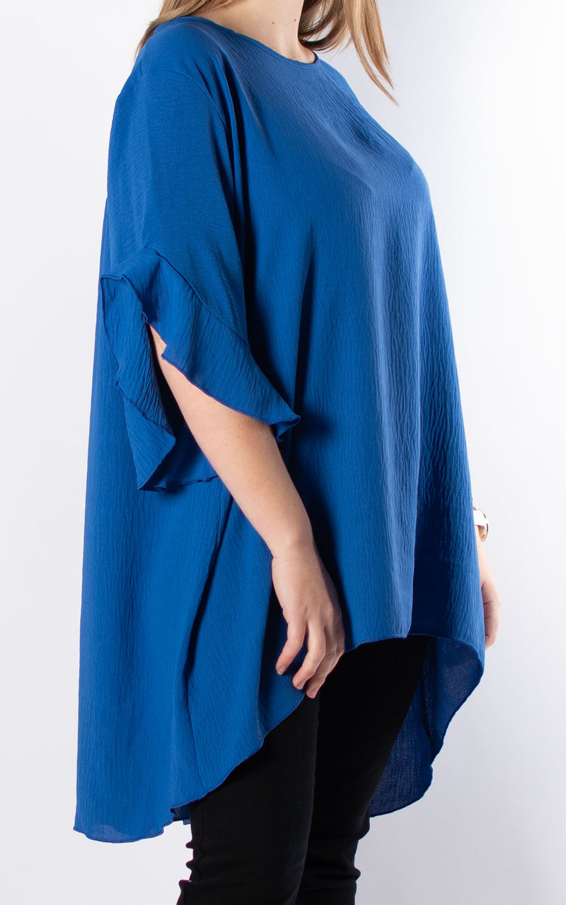 Tilly Frill Sleeve Top | Cobalt