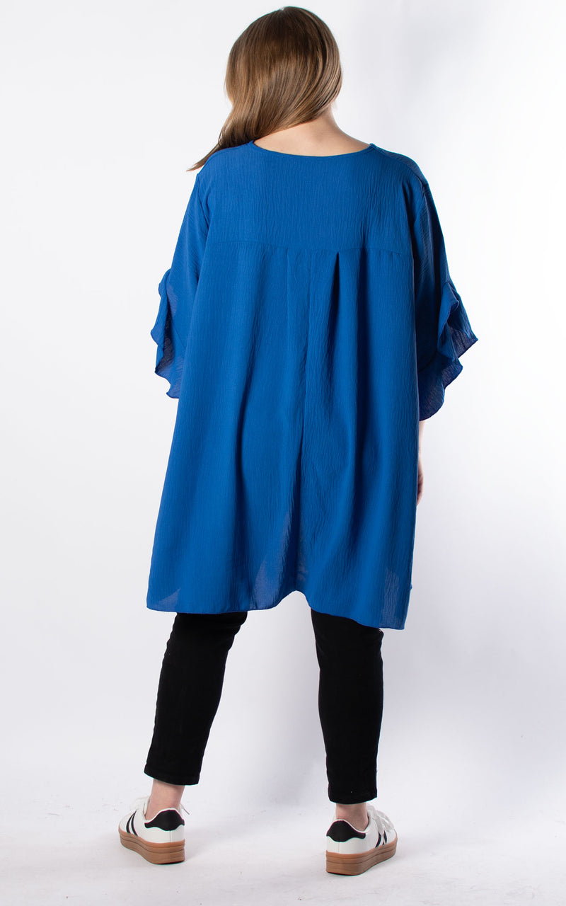 Tilly Frill Sleeve Top | Cobalt