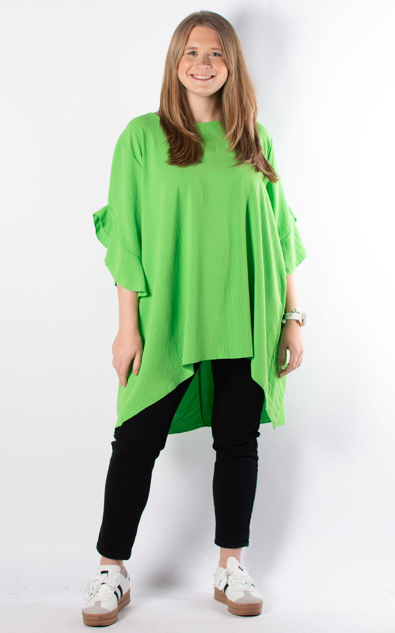 Tilly Frill Sleeve Top |  Green