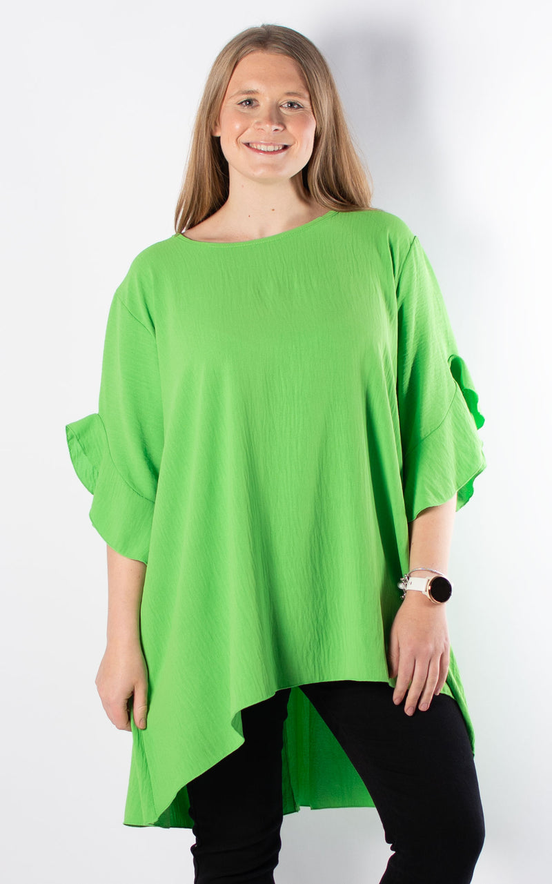 Tilly Frill Sleeve Top |  Green