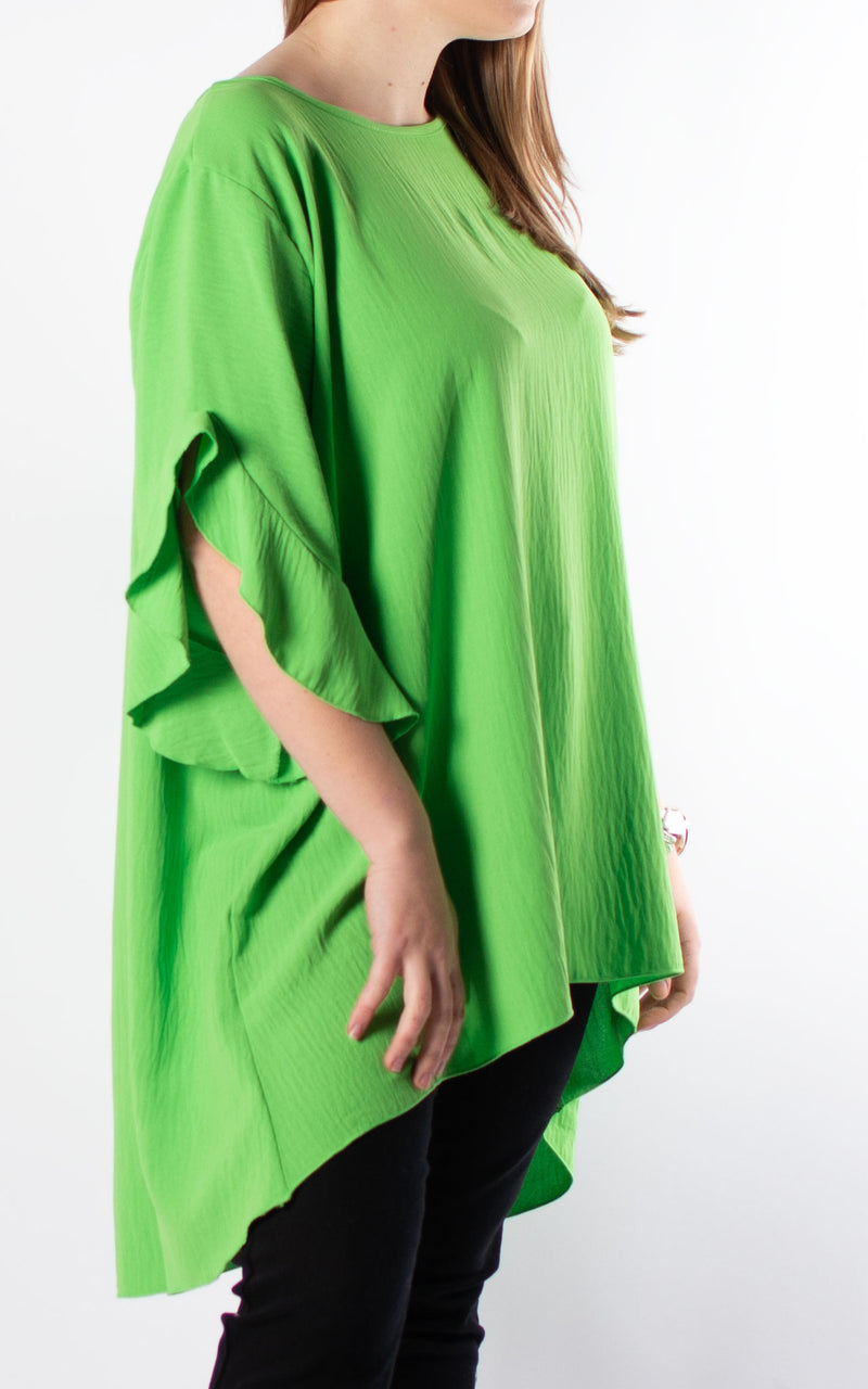 Tilly Frill Sleeve Top |  Green