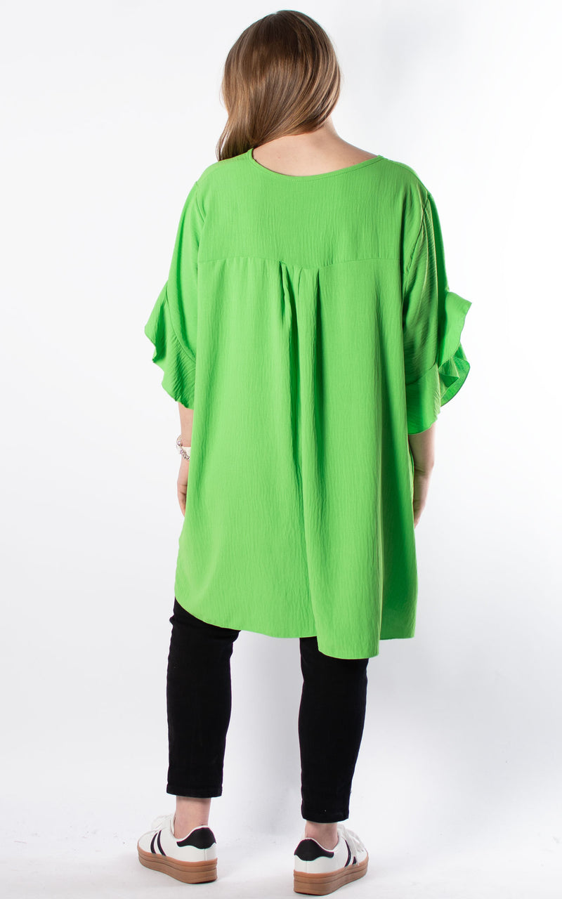 Tilly Frill Sleeve Top |  Green