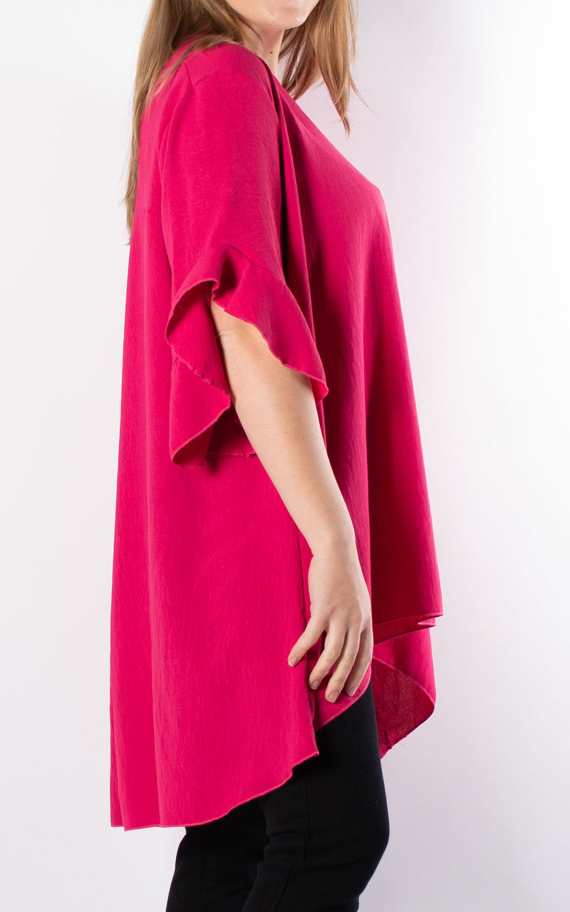 Tilly Frill Sleeve Top | Hot Pink