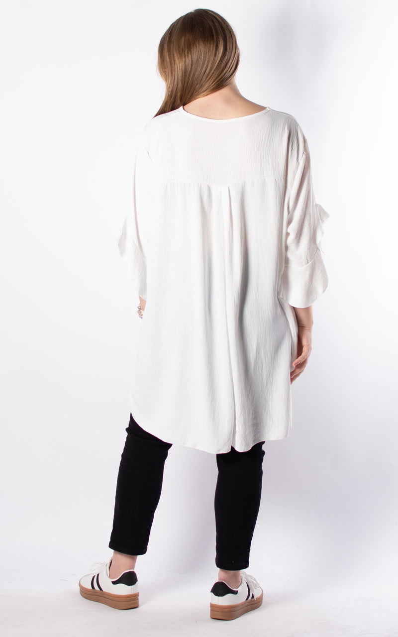 Tilly Frill Sleeve Top |  White