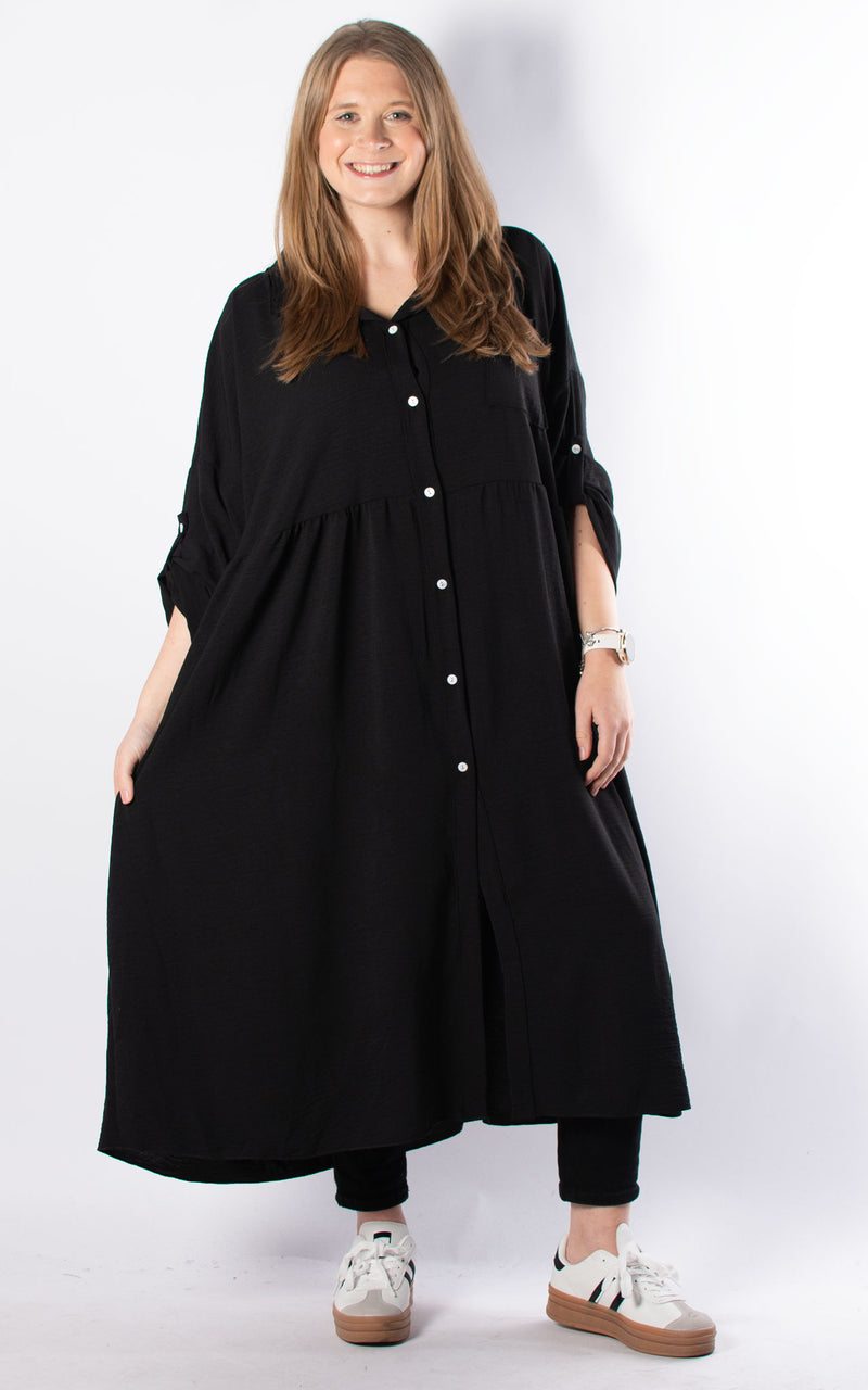 Tilly Shirt Dress | Black