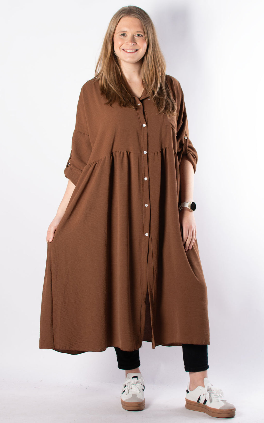 Tilly Shirt Dress | Brown