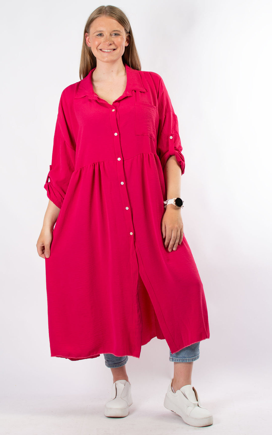 Tilly Shirt Dress | Hot Pink