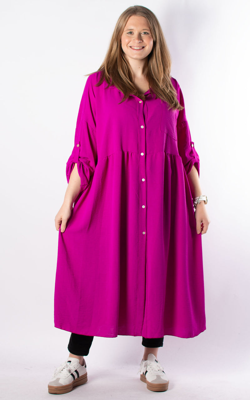 Tilly Shirt Dress | Magenta