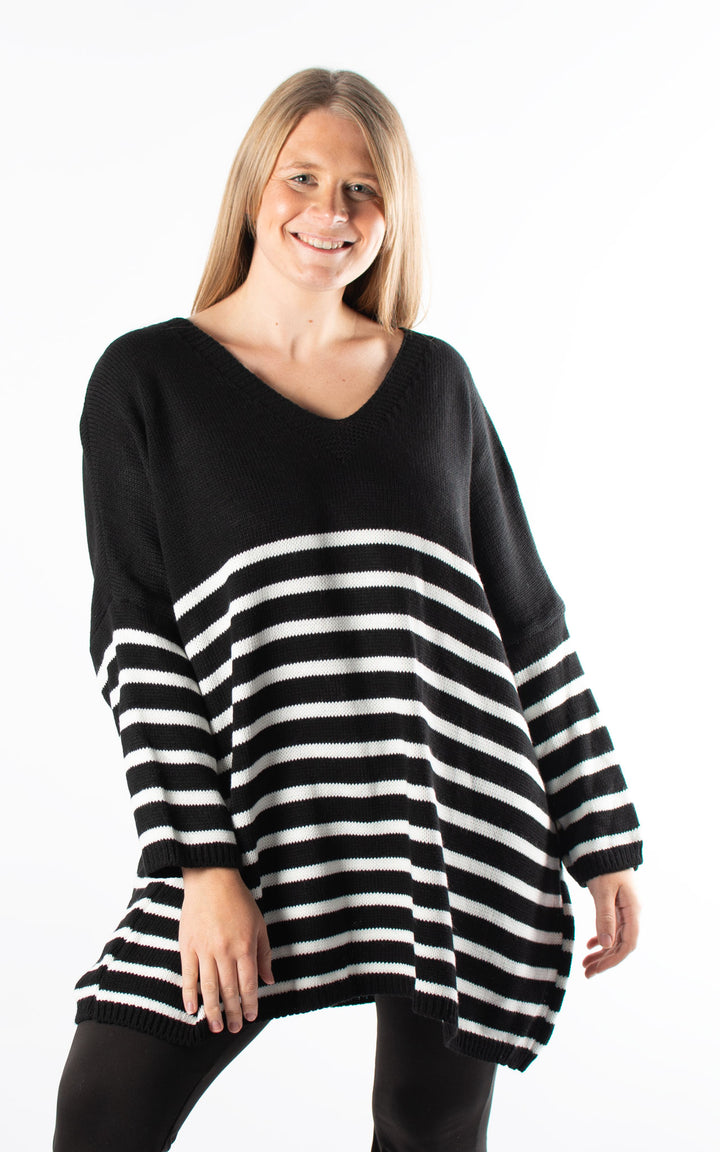 Toya Stripe Jumper | Black