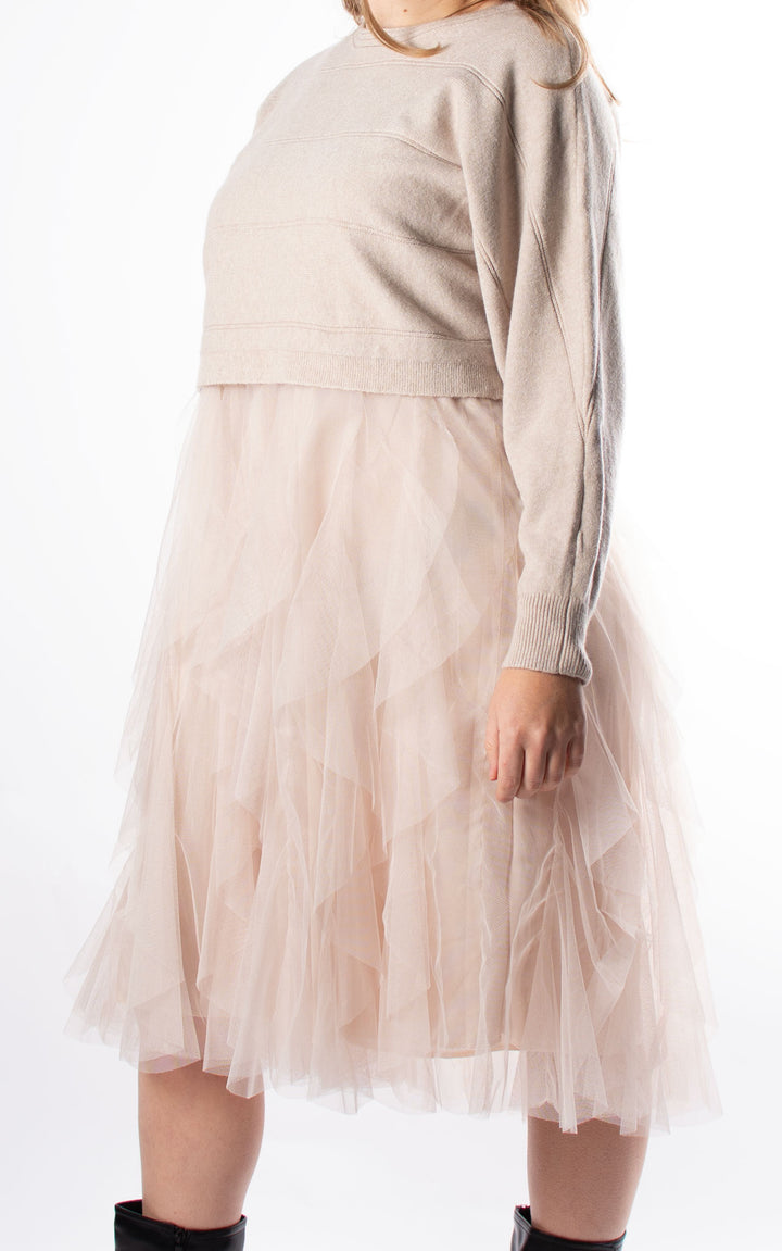 Two Piece Jumper Dress | Beige