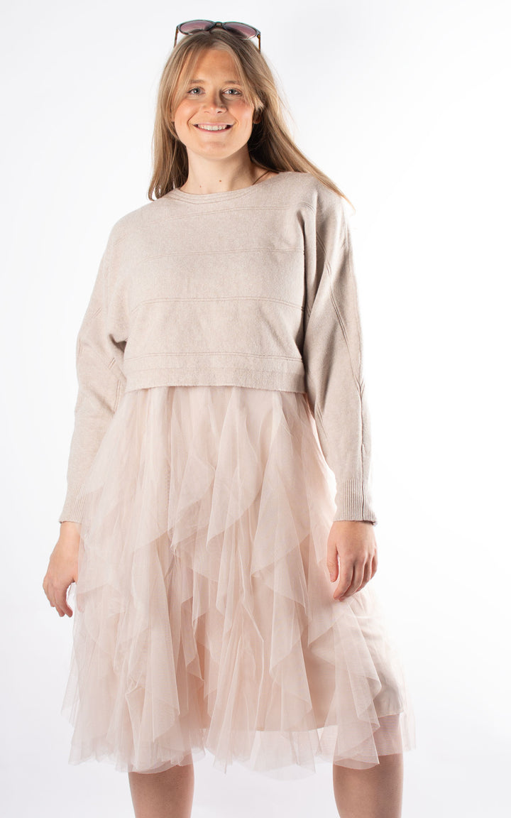 Two Piece Jumper Dress | Beige