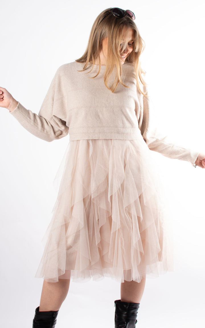 Two Piece Jumper Dress | Beige