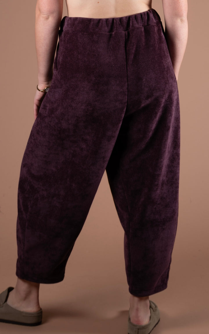 Tyra Chenille Barrel Leg Trouser | Plum