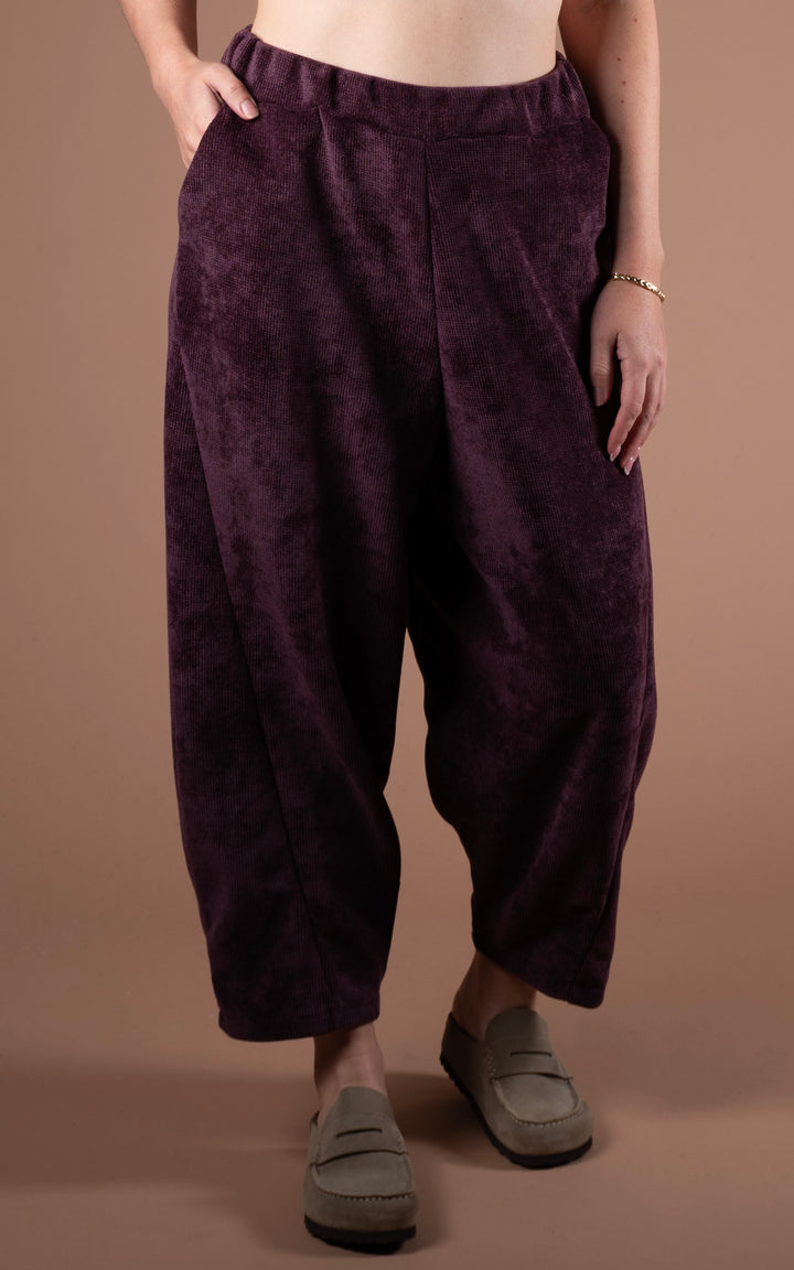 Tyra Chenille Barrel Leg Trouser | Plum