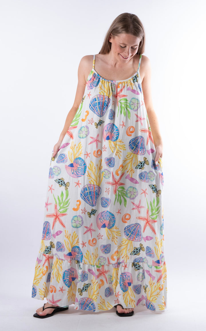 Under the Sea Pattern Dress | White