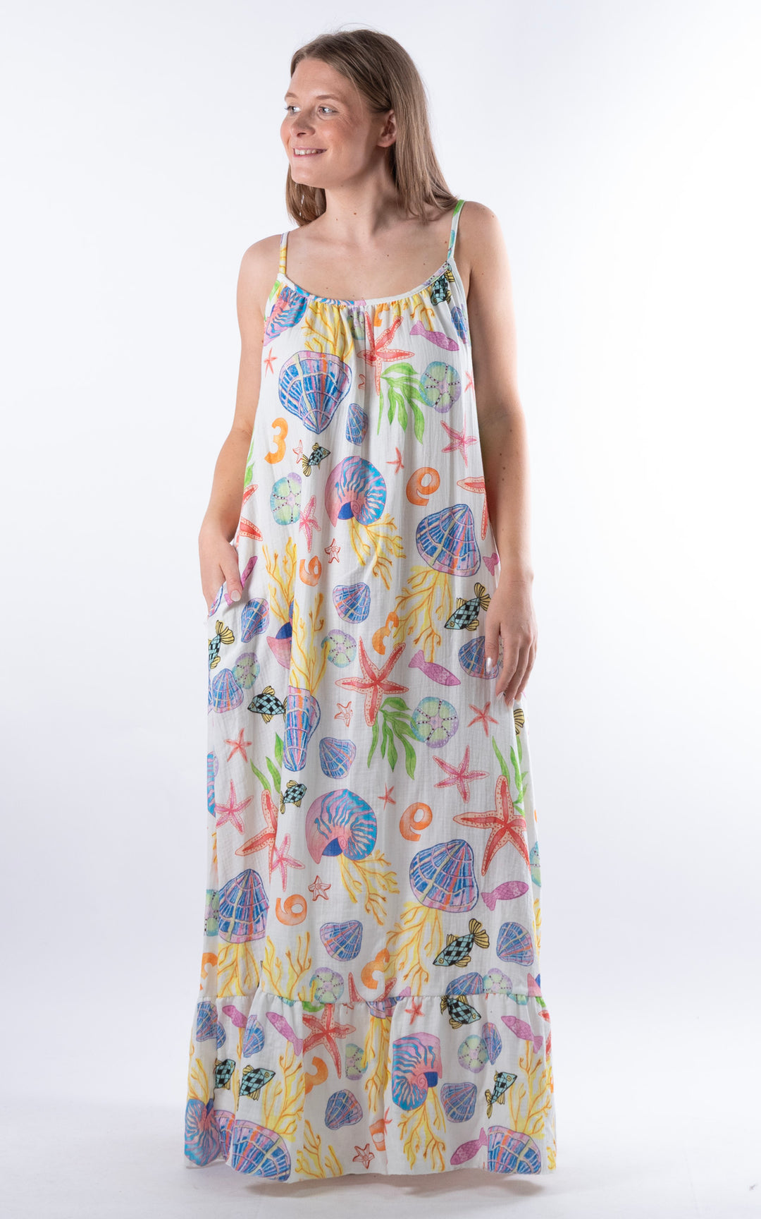 Under the Sea Pattern Dress | White