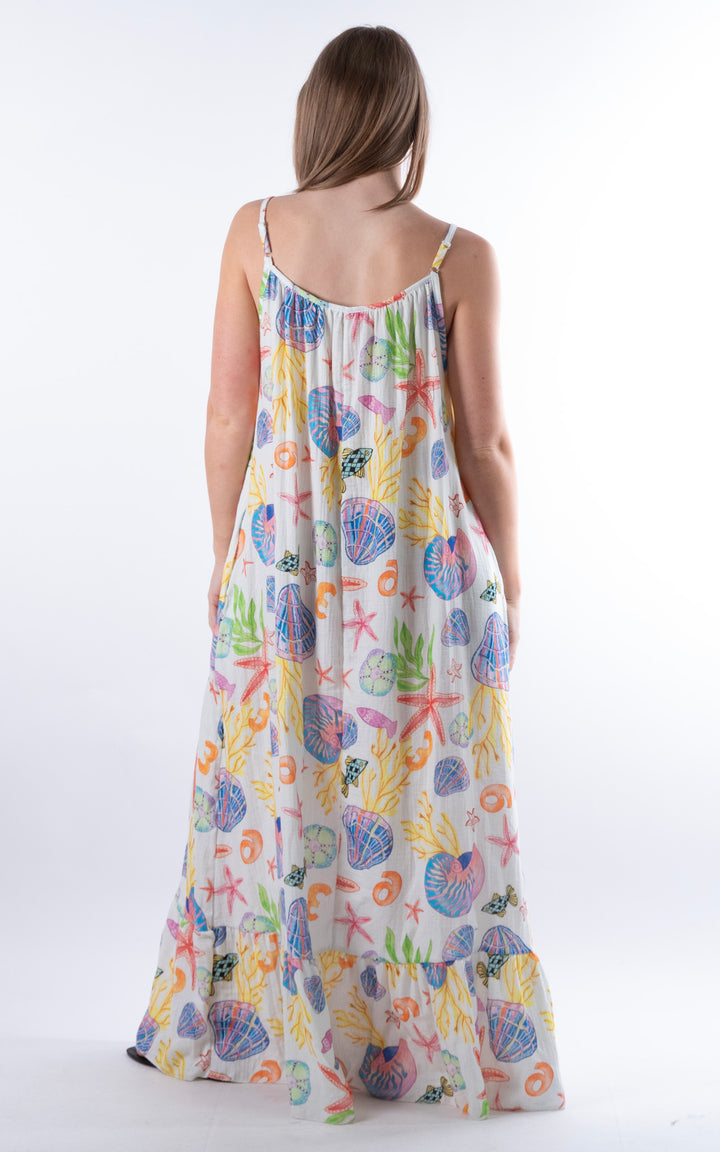 Under the Sea Pattern Dress | White