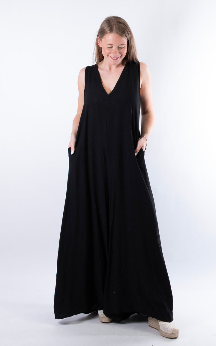 Ursula V-Neck Jumpsuit | Black