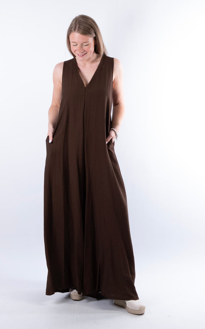 Ursula V-Neck Jumpsuit | Chocolate